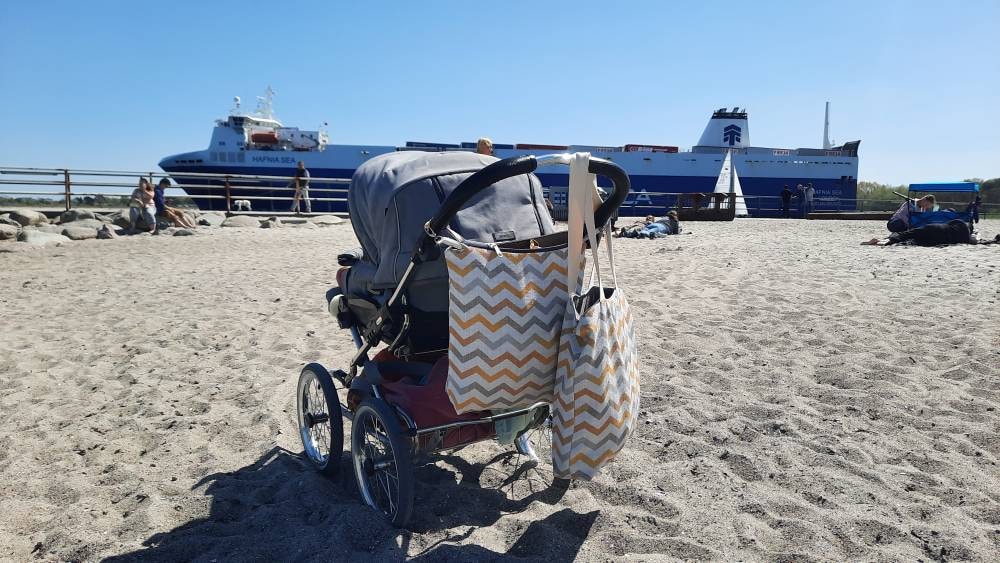 Große Kinderwagentasche im minimalistischen Design mit Reißverschluss
